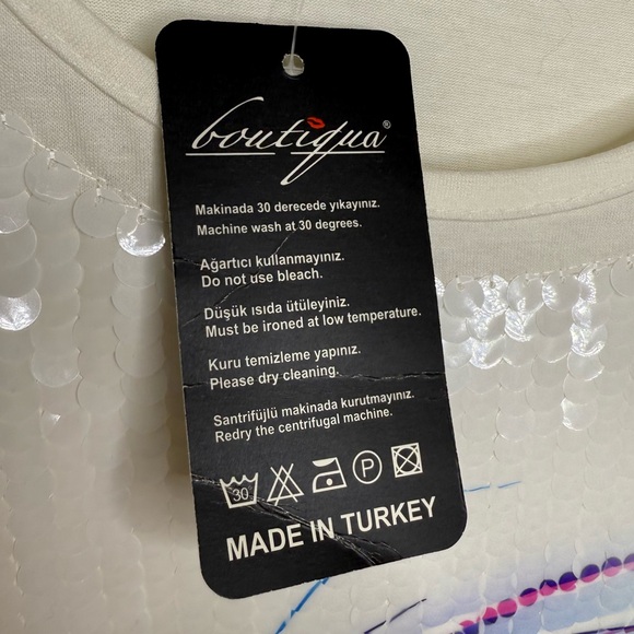 Boutiqua Paillette Sequins Tank Top Rainbow Feather EU Size 42 NEW w/ FLAW - Picture 5 of 9